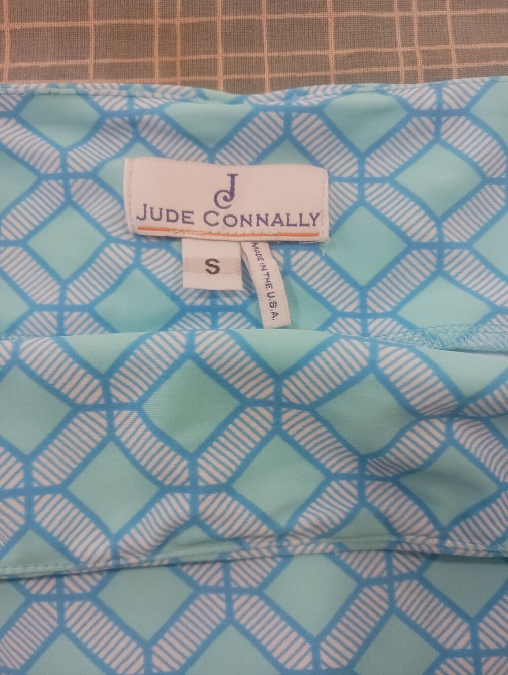 Jude Connally Aqua and Mint Geometric Woman's One-Piece Skort